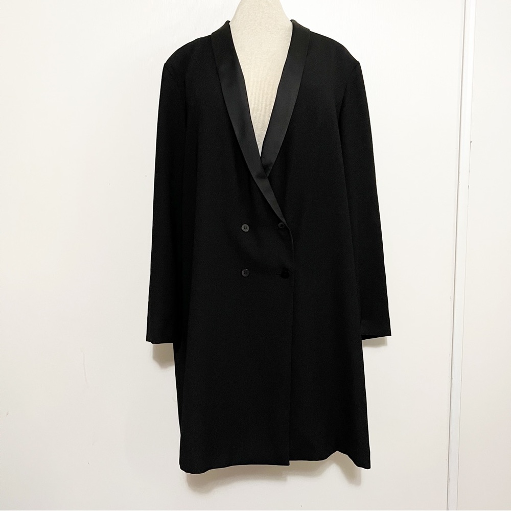 Topshop Satin Trim Black Blazer Dress 12